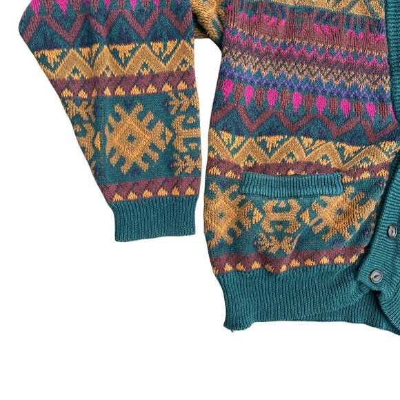 Vintage Generra Aztec Button Cardigan Kurt Cobain Grandpa Sweater Grunge 90s-L - Picture 6 of 14